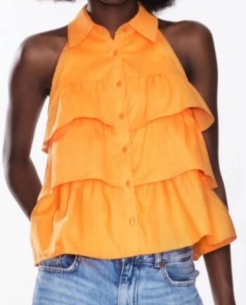 Lumina Πουκάμισο με Βολάν – Πορτοκαλί