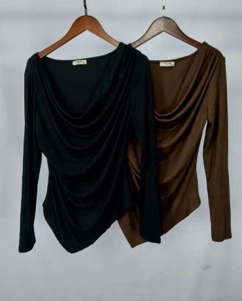 Ασύμμετρο Ντραπέ Τοπ – Διαθέσιμο σε Μαύρο και Καφέ